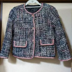 LESTERA ◇ノーカラー赤黒ツイードジャケット 38 - メルカリ