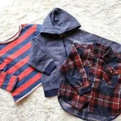 【90cm】春物 男の子 BRANSHES トレーナー ネルシャツ まとめ３点