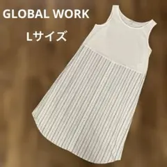 GLOBAL WORK ノースリーブワンピース ストライプ Lのサムネイル