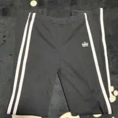 キッズパンツ 黒 白ストライプ 王冠刺繍