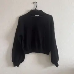 INGNI バルーンスリーブ Vネックニット カットアウト 黒 ブラック M