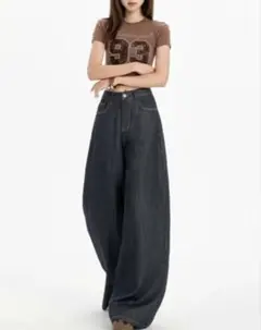 ハイウエストワイドパンツ　レディース　デニム