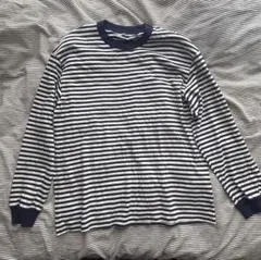 00s OLD UNIQLO ボーダー　ロンT ブルー　y2k 短丈