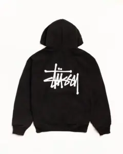 Stüssy ブラック フード付きパーカー
