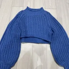 SNIDEL 青 クロップドニット セーター ワンサイズ