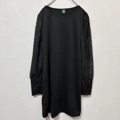 SHEIN ブラック レース袖 ワンピース M 長袖 シンプル きれいめ