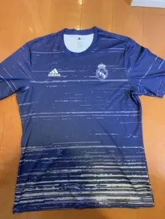 adidas レアル・マドリード シャツ L/XL 青 ストライプ柄