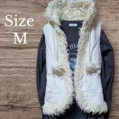 ベスト コート フード付き ジャケット オフホワイト Mサイズ