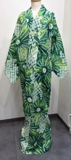 しつけ付き・未使用＞ 極上！ 有松鳴海絞り 大人浴衣 グリーン - メルカリ