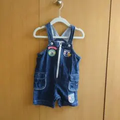 ミキハウス 後ロゴ デニム ショートオール オーバーオール サイズ80