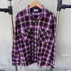 90s fivebrother ネルシャツ　ヘビネル　ピンク　レアカラー　好配色