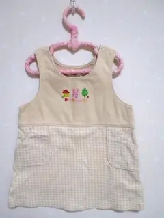 ミキハウス ホットビスケッツ ワンピース ベージュ チェック柄 90cm