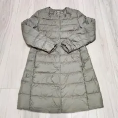 UNIQLO ウルトラライトダウン ロング S カーキ 軽量 ノーカラー