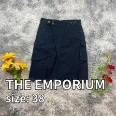 THE EMPORIUM レディース 膝丈スカート 綿100% 38 ブラックのサムネイル
