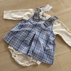 新品　アプレレクール　肩リボンチェックカバーオール