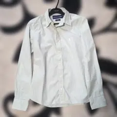 【美品】ラルフローレン スリムフィット ストライプシャツ グリーン Mサイズ