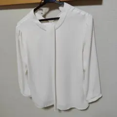 ホワイト スタンドカラー 七分袖シャツ　38サイズ