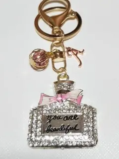 キラキラ 香水 ピンク キーチェーン №95♡ハンドメイド