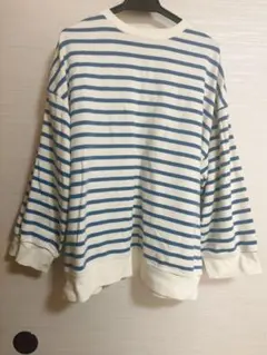 【美品】しまむら ディアフル プチあや ボーダープルオーバー M ブルー