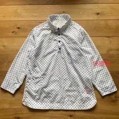 快晴堂　ドット　シャツ　ブラウス