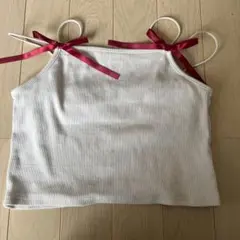 リブ編みホワイトキャミソール