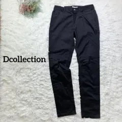 【ディーコレ】ストレッチ　カジュアルパンツ　綿混　ブラック　L