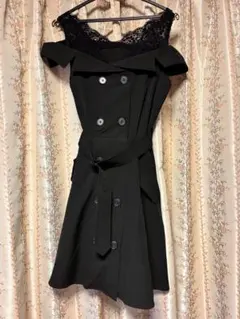 ATTENTION 黒 オフショルダー トレンチドレス