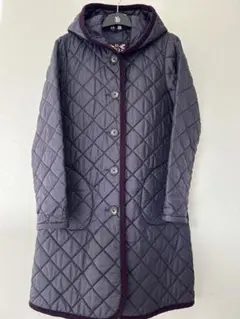 LAVENHAM キルティング　ロング　コート フード付　パープル　38