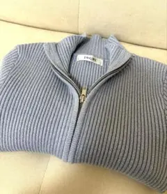 【売り尽くし】INGNI リブ編み フルジップ ラメ入り　ライトブルー Mサイズ