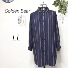 12466 Golden Bear ストライプシャツチュニック 麻 レーヨンのサムネイル