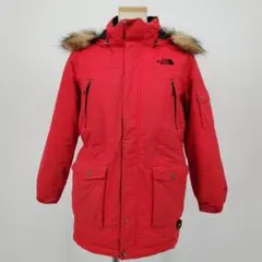 /◇c【DRYVENT】ノースフェイス ロゴ刺繍 ダウン ジャケット コート 赤