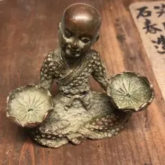 真鍮製 布袋様 蓮の花台座 置物 - メルカリ