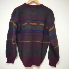 幾何学模様 ウール混紡 ニットセーター