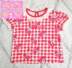 ❤メゾピアノ❤半袖/Tシャツ♡赤/チェック/花♡フリル/レース♡120♡日本製❤