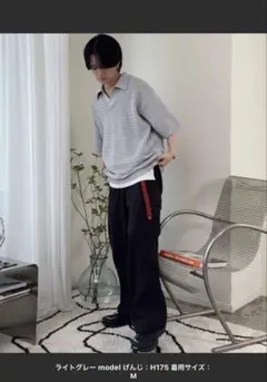 WYM TUCK SKIPPER KNIT POLO ライトグレーのサムネイル