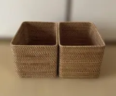 無印良品　ラタン長方形バスケット・大　2個セット