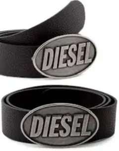 DIESEL レザーベルト ブラック ロゴバックル 本革 メンズ　値下げ交渉可