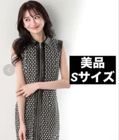 美品　エミリアウィズ　レザー切り替えレースワンピース　タイトミニドレス　Sサイズ