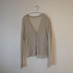 ベージュ シースルーカーディガン 長袖のサムネイル