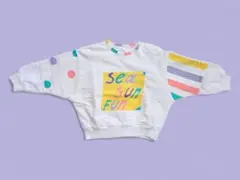 キッズ古着 ユーロ古着 ドット ストライプ カラフルスウェット