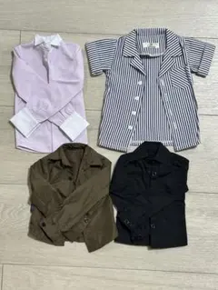 SD13 ドール用シャツ4点セット（ピンク・ストライプ・オリーブ・黒）