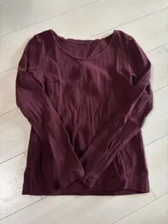 トゥモローランド　バーガンディ リブ編み 長袖トップス