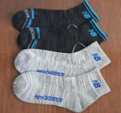 ニューバランス ショートソックスメンズ25-27cm 2足セットグレー/ブラック
