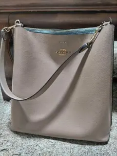COACH ベージュ レザー ショルダーバッグ