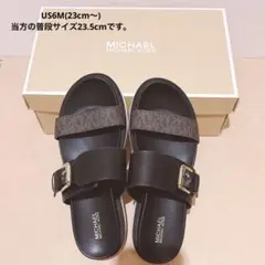 MICHAEL KORS ブラック レザーサンダル ジップディテール MICHAEL KORS ブラック レザーサンダル ジップディテール - メルカリ