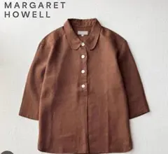MARGARET HOWELL 丸襟　ブラウンリネンシャツ　石田ゆり子　安田成美