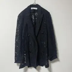 ZARA レースジャケット M ブラック ダブルデザイン 透け感 モード