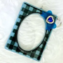 【654】トレカケースデコ ギンガムフレーム レジンデコ 硬質ケースデコ