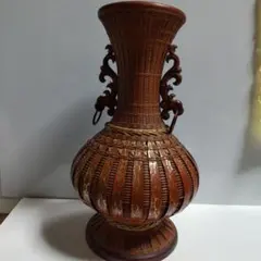 竹製装飾花瓶 持ち手付き