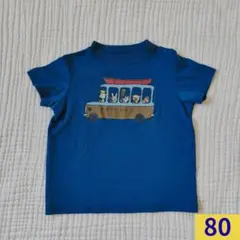 mont-bell モンベル　80　バスイラスト　半袖Tシャツ　ブルー　#476